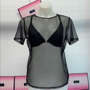 🔥 VICTORIA SECRET TOP See-through black sz M/L New